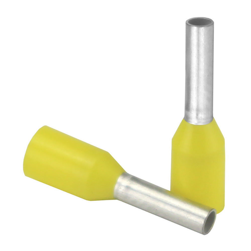 Pacer Yellow 18 AWG Wire Ferrule 6mm Length 25 Pack TFRL186MM25