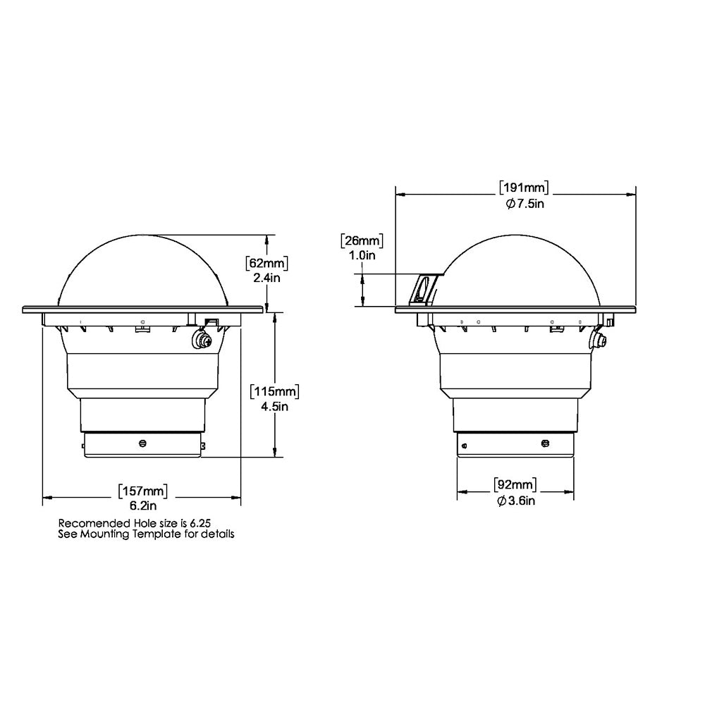 Ritchie FB500 Globemaster Compass Flush Mount Black 12V 5 Degree Card FB500