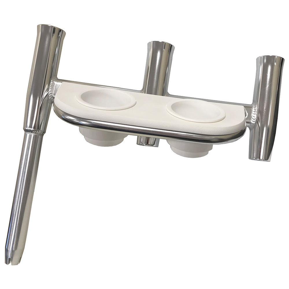 Tigress Offset Triple Rod Holder wCup Holders Starboard Side Polished Aluminum 881481