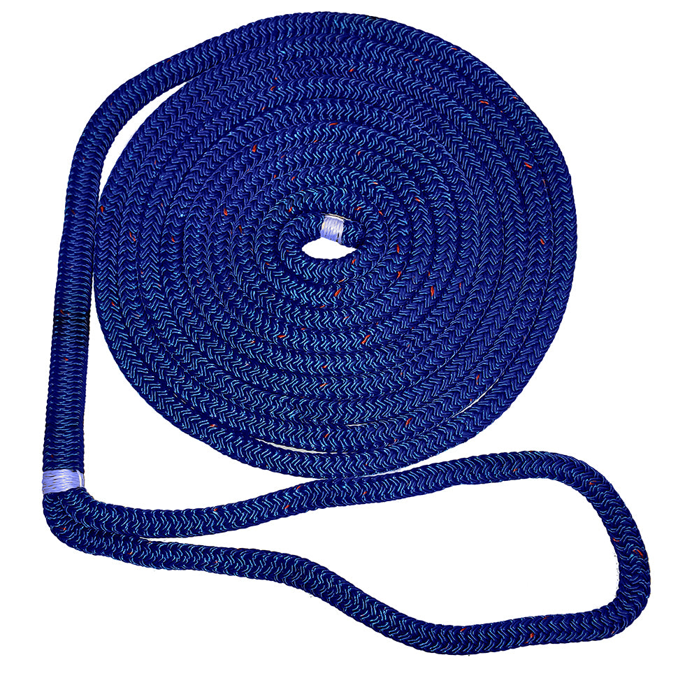 New England Ropes 58 Double Braid Dock Line Blue wTracer 15 C50532000015