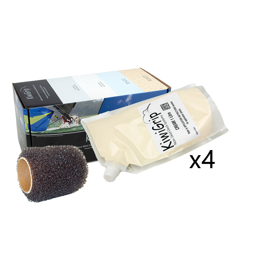 KiwiGrip 4 1 Liter Pouches Cream w4 Roller KG4CPR