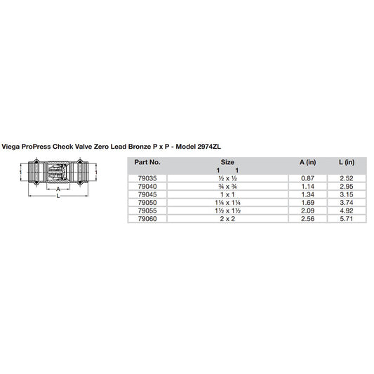 Viega ProPress 12 Zero Lead Check Valve Double Press Connection Smart Connect Technology 79035