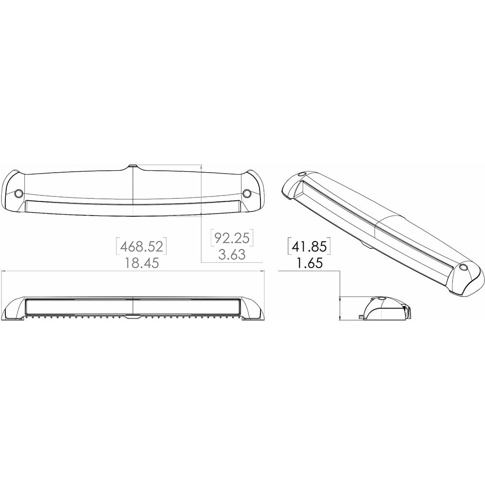 Lumitec Razor Light Bar Flood White Housing wInverted Logo Flush Mount 101590