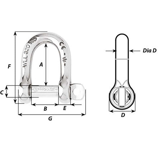 Wichard SelfLocking D Shackle Diameter 10mm 1332 1205W