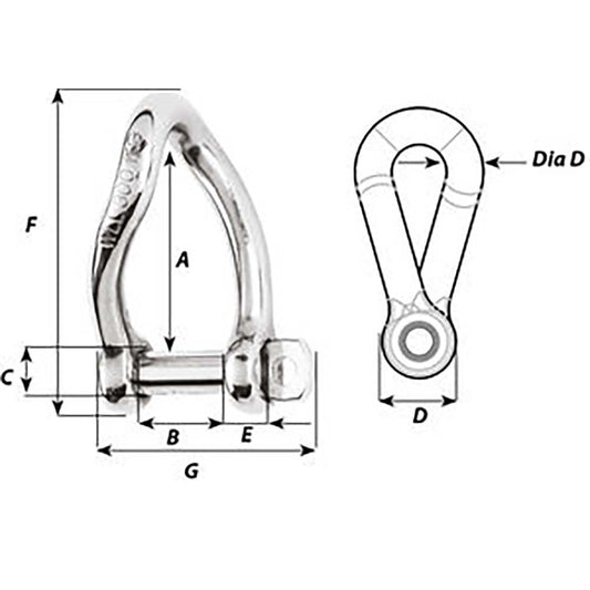 Wichard SelfLocking Twisted Shackle Diameter 8mm 516 1224W