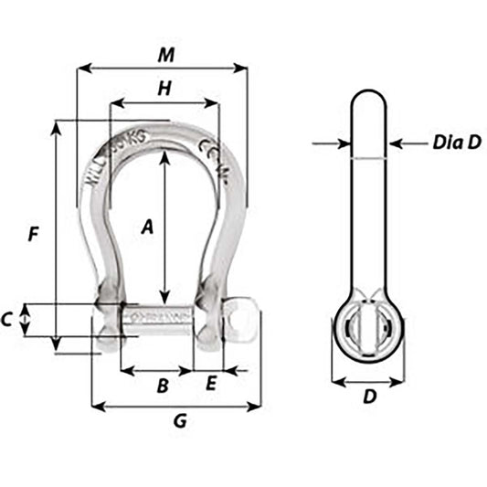 Wichard SelfLocking Bow Shackle Diameter 5mm 316 1242W
