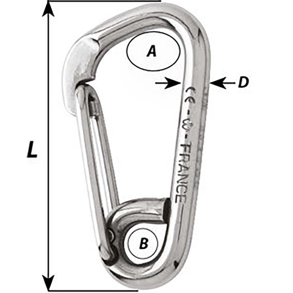Wichard Asymmetric Carbine Hook Length 100mm 1332 2326W