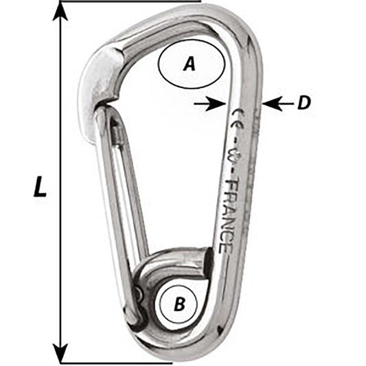 Wichard Asymmetric Carbine Hook Length 120mm 1532 2327W