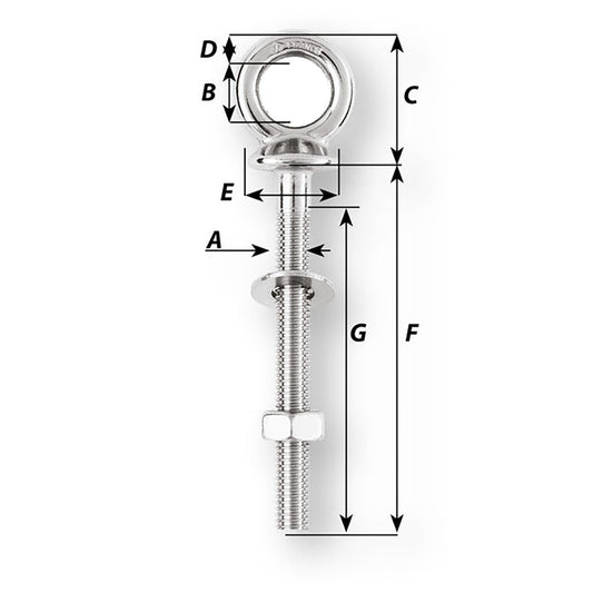 Wichard Eye Bolt Diameter 1532 Length 1916 6490W