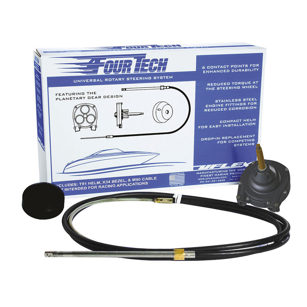 Uflex Fourtech 18 Black Mach Rotary Steering System wHelm Bezel Cable FOURTECHBLK18
