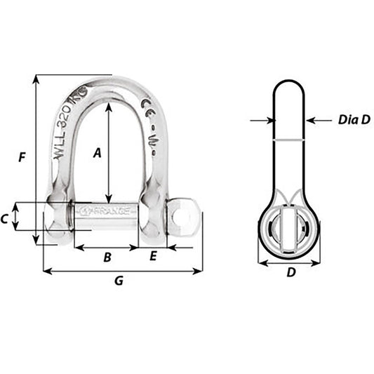Wichard Not SelfLocking D Shackle 14mm Diameter 916 1207W