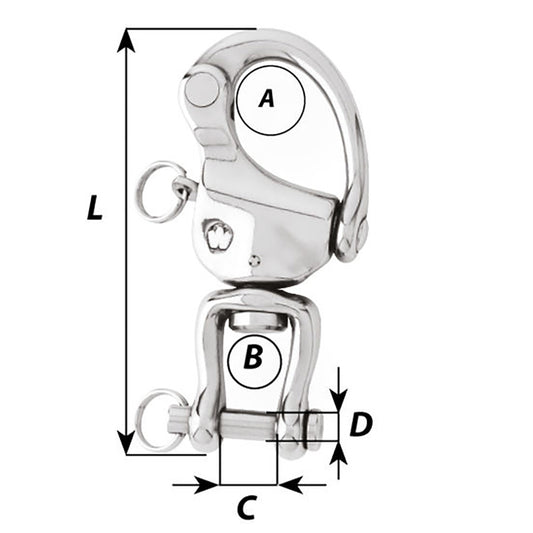 Wichard HR Snap Shackle With Clevis Pin Swivel 120mm Length 42332 2478W