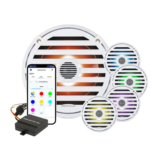 Aquatic AV ELITE 65 RGB Speakers  White  Pair EL423