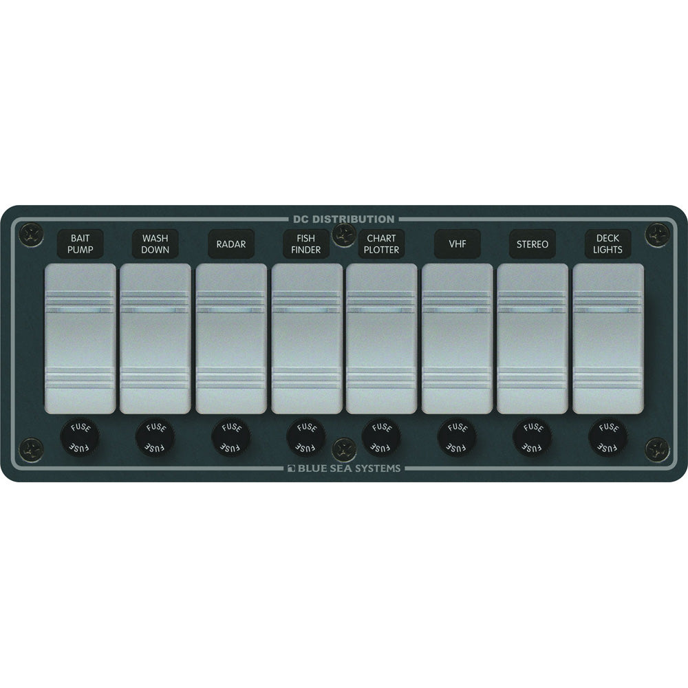 Blue Sea 8261 Waterproof Panel 8 Position  Slate Grey 8261
