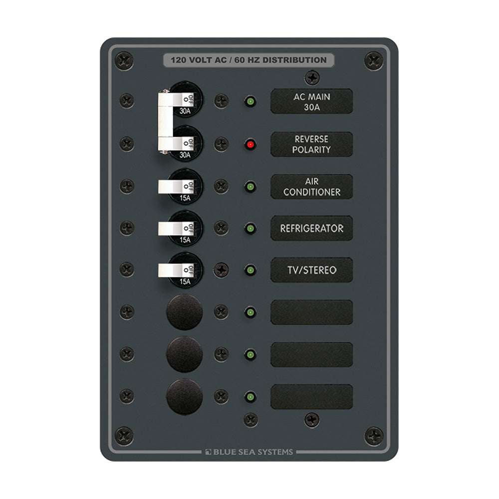 Blue Sea 8027 AC Main 6 Position Breaker Panel  White Switches 8027