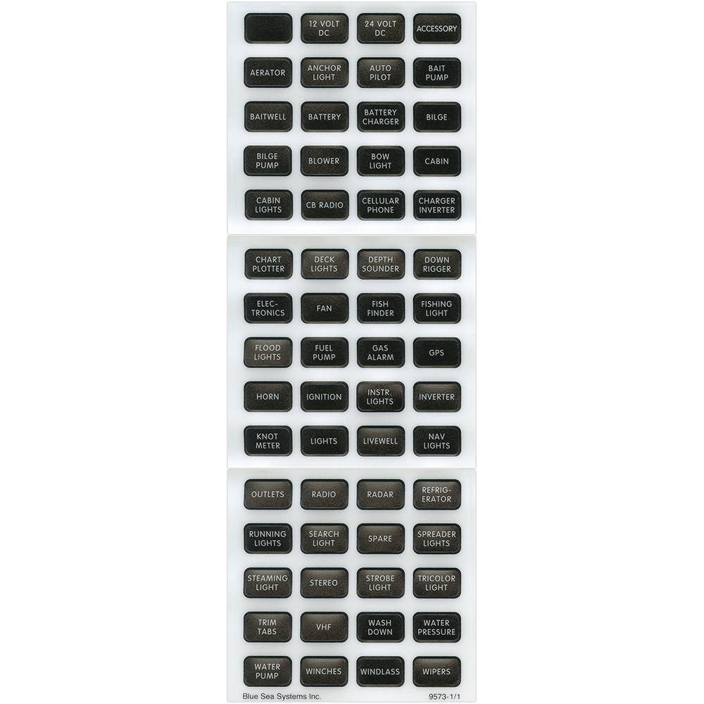 Blue Sea 8214 Black Small Format Label Kit  60 Labels 8214