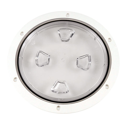 Beckson 8 Clear Center ScrewOut Deck Plate  White DP80WC