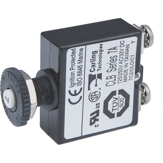 Blue Sea Push Button Reset Only Screw Terminal Circuit Breaker  7 Amps 2131