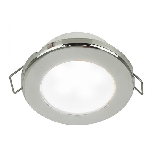 Hella Marine EuroLED 75 3 Round Spring Mount Down Light  White LED  Stainless Steel Rim  12V 958110521