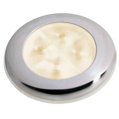Hella Marine Slim Line LED Enhanced Brightness Round Courtesy Lamp  Warm White LED  Stainless Steel Bezel  12V 980500721