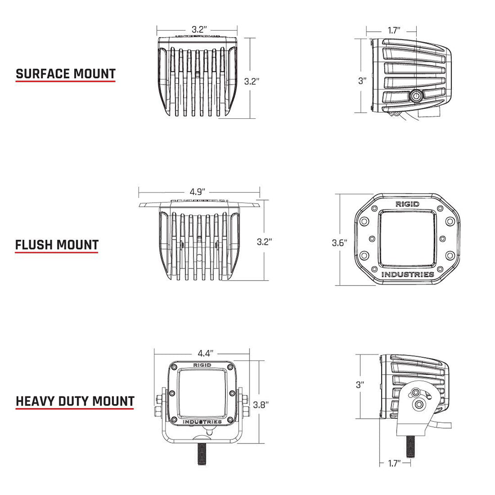 RIGID Industries DSeries PRO HybridSpot LED  Pair  Black 202213