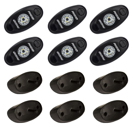 RIGID Industries ASeries Rock Light Kit  6 Blue Lights  Black 400283