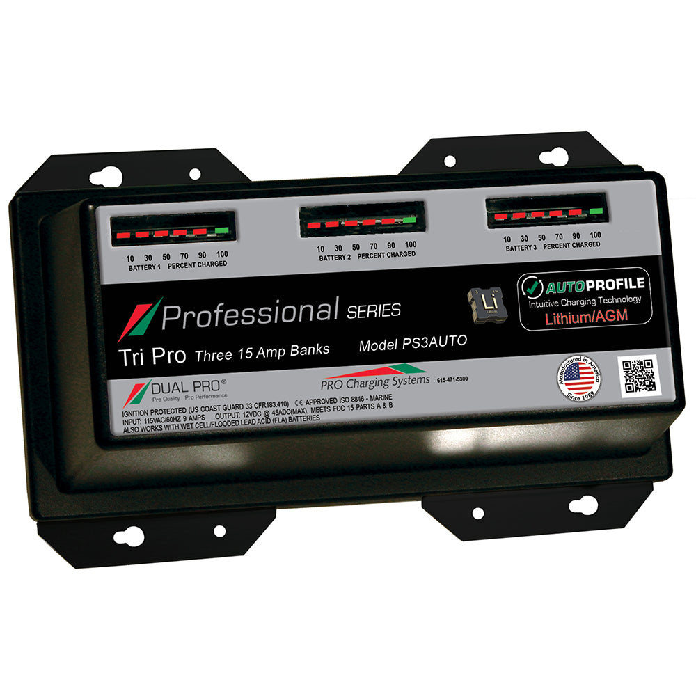 Dual Pro PS3 Auto 15A  3Bank LithiumAGM Battery Charger PS3AUTO