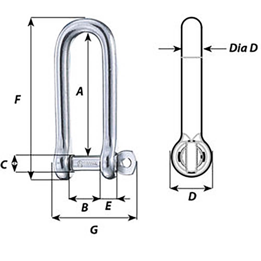 Wichard Captive Pin Long D Shackle  Diameter 8mm  516 1414W