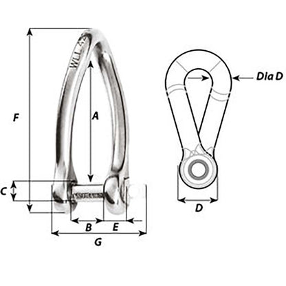 Wichard Captive Pin Twisted Shackle  Diameter 6mm  14 1423W