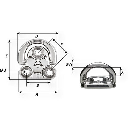 Wichard Folding Pad Eye  Diameter 516 6605W